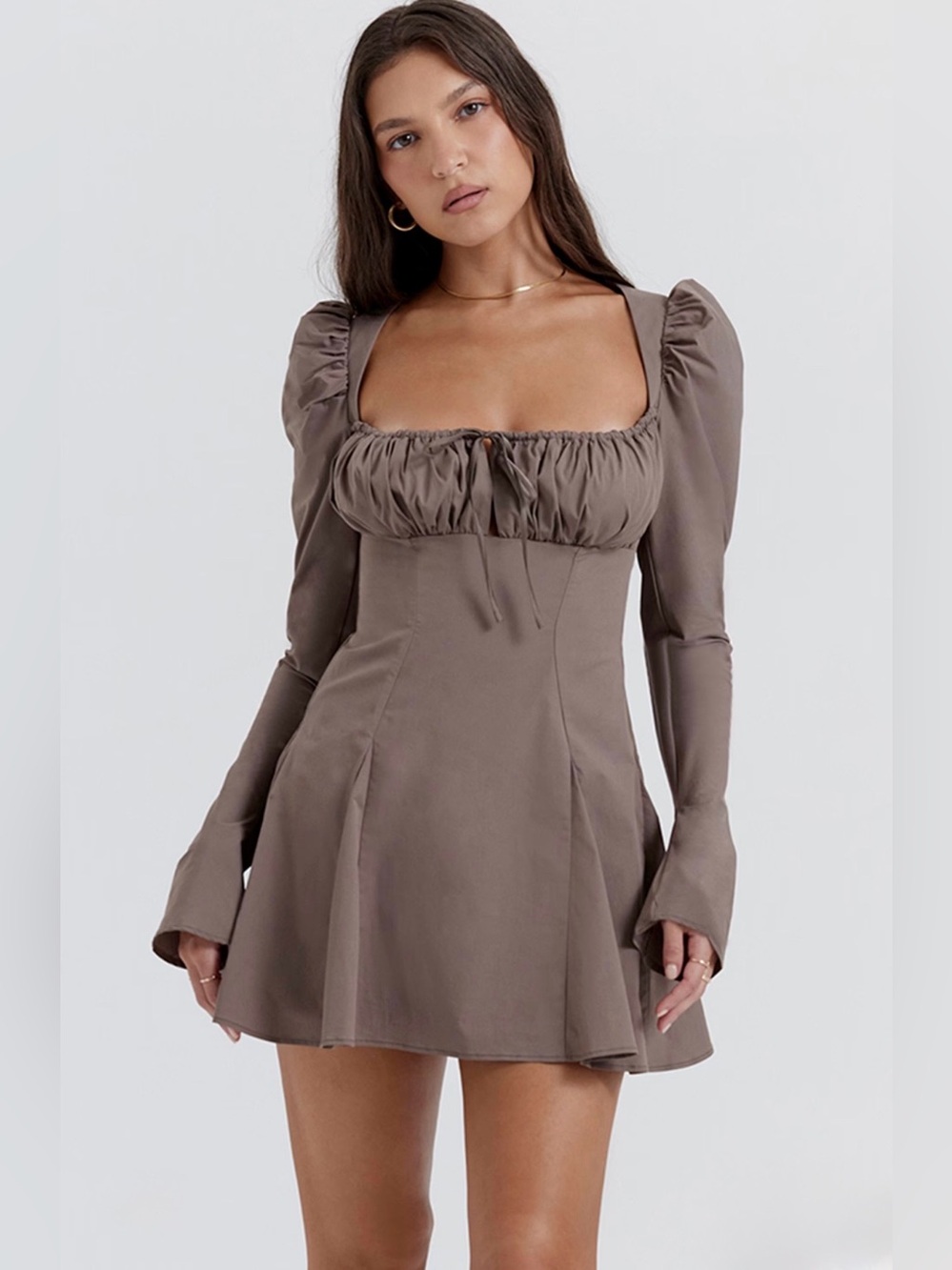 🇺🇸FIRM PRICE🇺🇸 House of CB CARLINA Mocha Long Sleeve Mini Dress - Picture 11 of 16